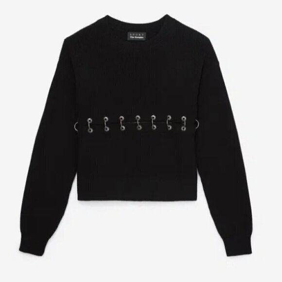 The Kooples Cotton Jumper With Piercings Black Size L - Picture 2 of 10